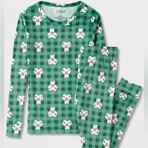 NWT Cat & Jack Fuzzy Comfy Soft 2 Piece Christmas Bear Pajamas w Festive Bows 2T